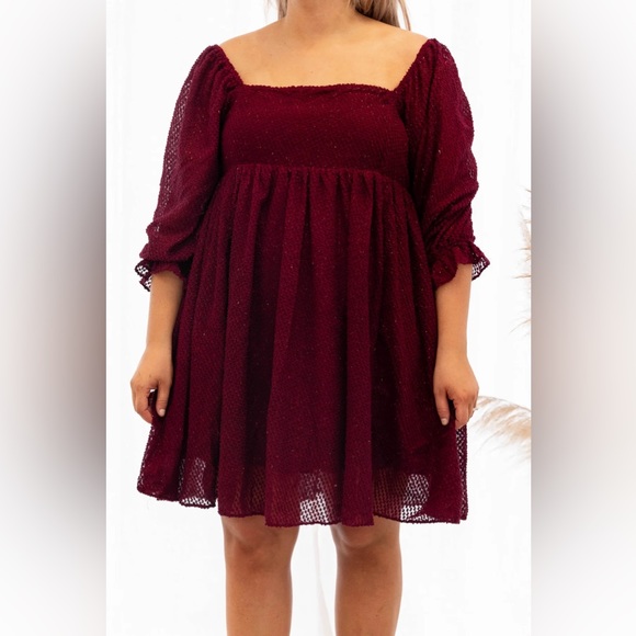 Party and Play Dress, Burgundy - Picture 2 of 3